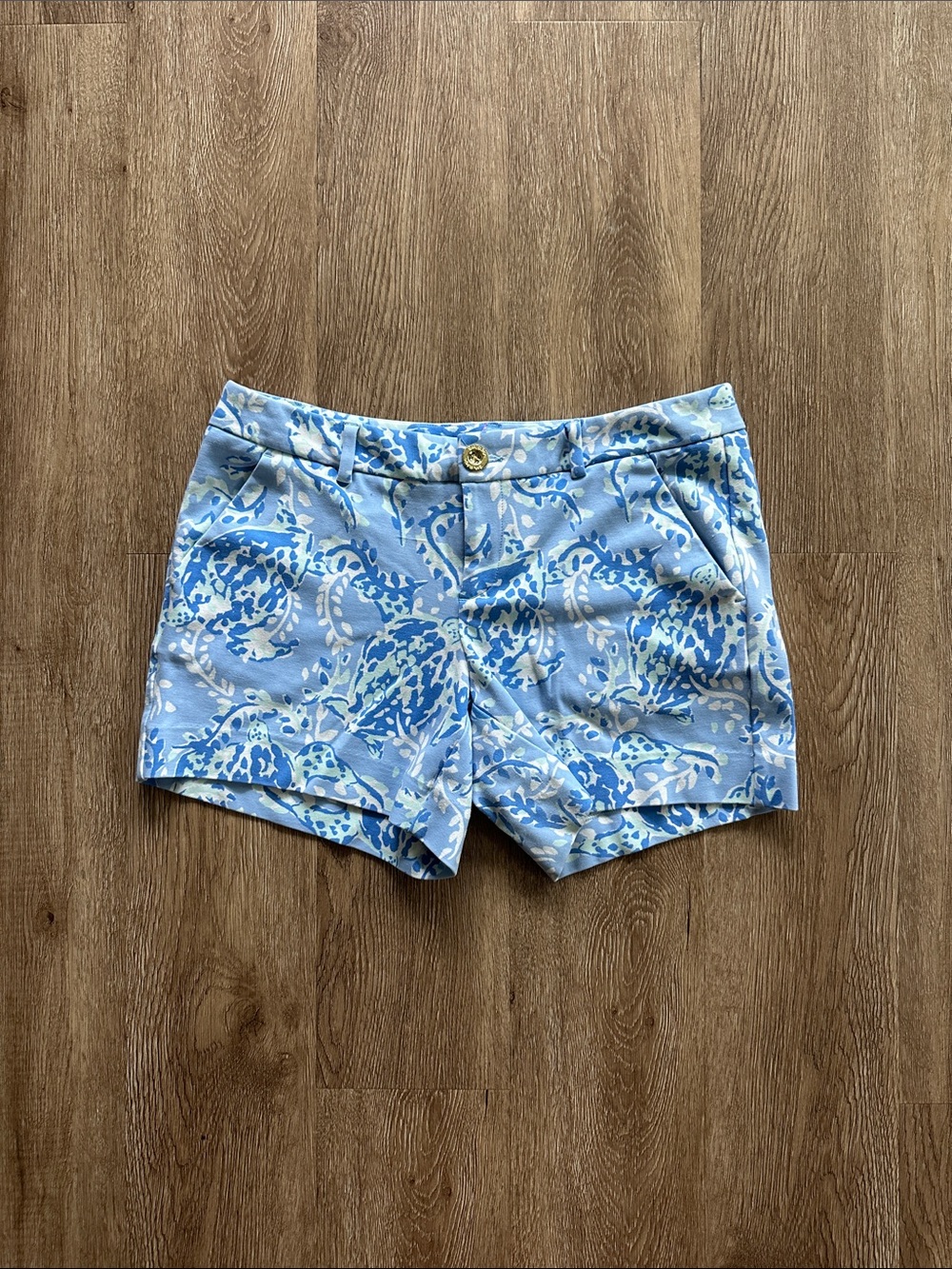 Lilly Pulitzer Callahan Knit 5" Shorts‎ Blue Periwinkle Turtlely Size 4 Preppy